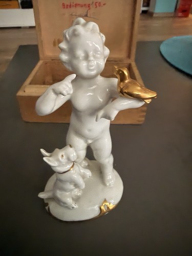 Porzellanfigur putto amor - porzellanfigur, /
