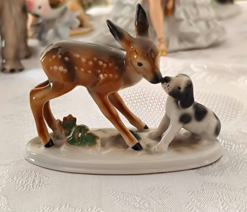 Cus porzellanfigur reh mit - porzellanfigur,