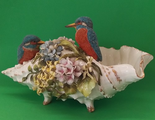 Porzellanfigur vase eisvögel - porzellanfigur,