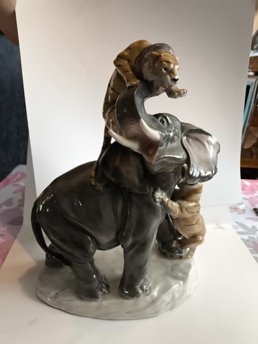 Porzellan figur elefantenjagd - porzellan,
