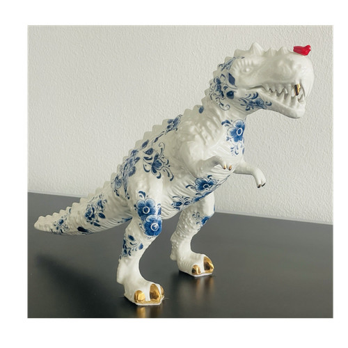 Porzellanfigur rex kunstwerk - porzellanfigur, t-rex